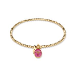 Annie Haak Santeenie Gold Plated Charm Bracelet - Pink Silhouette Angel