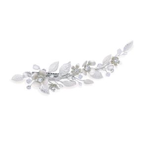 Ivory & Co Silver Poppy Crystal Enamelled Flower Sprig Clip