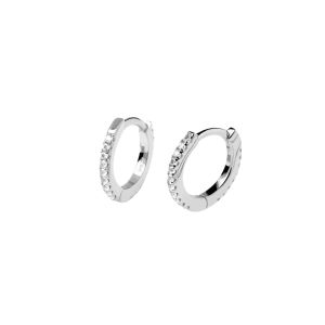 PDPaola White Zirconia Mini Hoop Silver Earrings