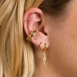 Scream Pretty Lightning Hoop Earrings - Gold SPG-260