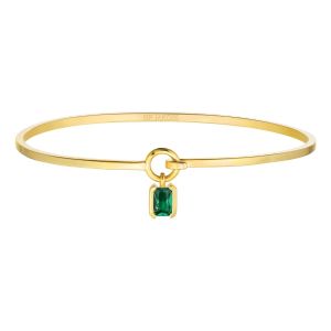 Sif Jakobs Roccanova Bangle - 18k Gold Plated with Green Zirconia