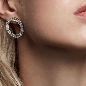 Sif Jakobs Antella Circolo Grande Earrings - Silver and White Zirconia