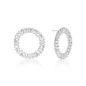 Sif Jakobs Antella Circolo Grande Earrings - Silver and White Zirconia