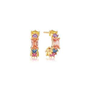 Sif Jakobs Ivrea Creolo Piccolo Earrings - Gold with Multicolour Zirconia
