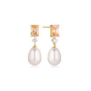 Sif Jakobs Galatina Earrings - Gold with Pearl and Zirconia