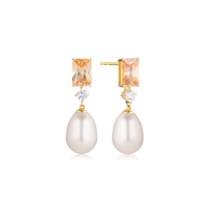 Sif Jakobs Galatina Earrings - Gold with Pearl and Zirconia