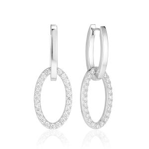 Sif Jakobs Ellisse Due Earrings Silver with White Zirconia