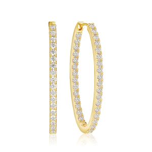 Sif Jakobs Ellisse Medio Earrings 18k Gold Plated with White Zirconia - SJ-E2313-CZ-YG