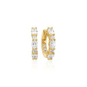 Sif Jakobs Ellera Ovale Medio Earrings 18k Gold Plated with White Zirconia - SJ-E2412-CZ-YG