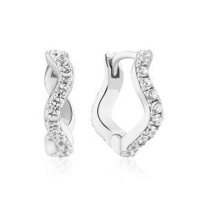 Sif Jakobs Ellera Waves Medio Earrings - Silver with White Zirconia - SJ-E3859-CZ