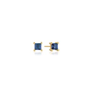 Sif Jakobs Ellera Quadrato Earrings - Gold with Blue Zirconia