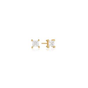 Sif Jakobs Ellera Quadrato Earrings - Gold with White Zirconia