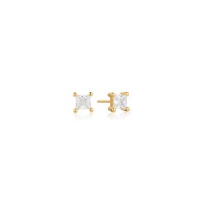Sif Jakobs Ellera Quadrato Earrings - Gold with White Zirconia