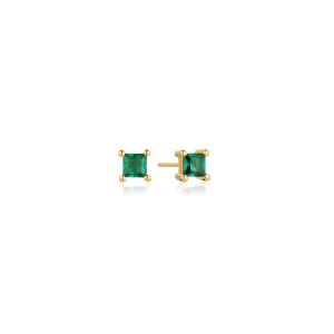Sif Jakobs Ellera Quadrato Earrings - Gold with Green Zirconia