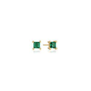 Sif Jakobs Ellera Quadrato Earrings - Gold with Green Zirconia