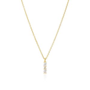 Sif Jakobs Ellera Ovale Piccolo Necklace - 18k Gold Plated with White Zirconia - SJ-N2414-CZ-YG