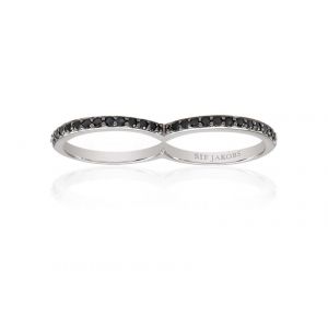 Sif Jakobs Corte Doppio Double Ring - Silver with Black Zirconia 