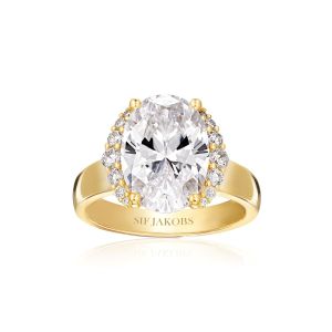 Sif Jakobs Ellisse Grande Ring 18k Gold Plated with White Zirconia - SJ-R2342-CZ-YG-54
