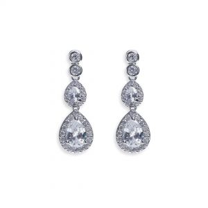 Ivory & Co Sorbonne Crystal Peardrop Rhodium Earrings