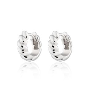 Scream Pretty Hannah Martin Twist and Shout Chunky Huggie Hoop Earrings - Silver SPS-297