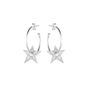 Annie Haak Clear Crystal Star Hoop Silver Earrings E0172