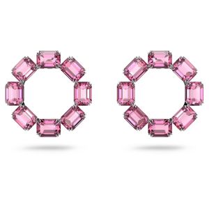 Swarovski Millenia Octagon Hoop Earrings - Pink with Rhodium Plating 5614296