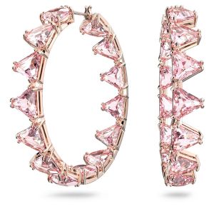 Swarovski Millenia Hoop Earrings Triangle Cut - Pink with Rose Gold-tone Plating 5614931