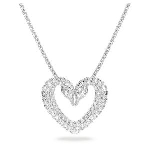 Swarovski Una Small Heart Pendant - White with Rhodium Plating 5625533