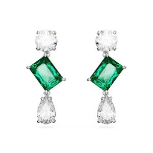 Swarovski Mesmera Mix Cut Drop Earrings - Green with Rhodium Plating 5665878