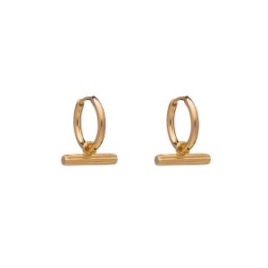 Rachel Jackson Mini T-Bar Huggie Hoop Earrings Gold TBE20GP