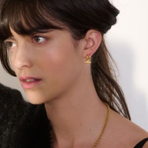 Rachel Jackson Mini T-Bar Huggie Hoop Earrings Gold TBE20GP