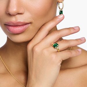 Thomas Sabo Emerald Green Octagon Cut Gold Ring