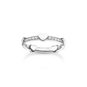 Thomas Sabo Pave Ring with Hearts Silver TR2391-051-14