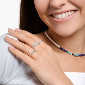 Thomas Sabo Blue Square Stone Ring TR2395-699-32