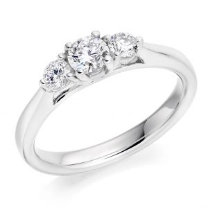 Round Brilliant Cut Classic Band Trilogy Engagement Ring