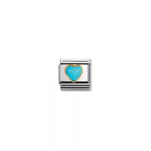 Nomination Classic Stones Hearts Charm - 18k Gold Turquoise 030501_06