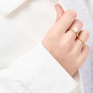 Jersey Pearl VIVA Stacking Ring, Gold