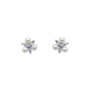 Ivory & Co Waterlily Pearl Crystal Stud Earrings - waterlilypearlearrings