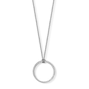Thomas Sabo Charm Circle Blackened Necklace, Textured Silver