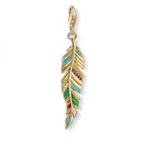 Thomas Sabo Charm Pendant, Ethnic Feather Gold Y0033-471-7