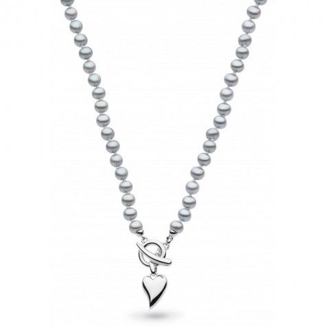Kit Heath Desire Lavish Lust Heart T-Bar Silver Freshwater 5mm Necklace