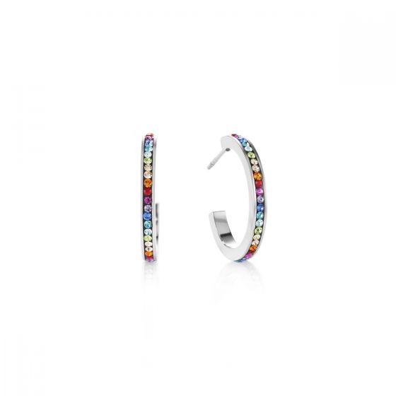 Coeur De Lion Silver Hoop Earrings - Multicolour 0139211517