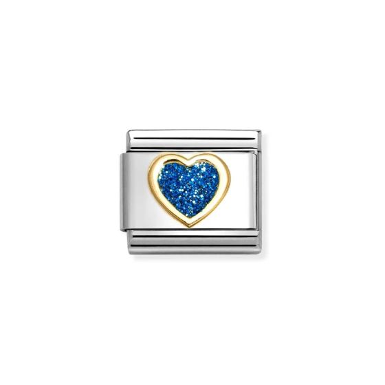 Nomination Classic Gold Blue Glitter Heart Charm 030220/07
