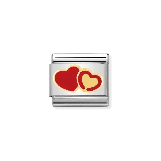 Nomination Classic Red Enamel and Gold Double Heart Charm 030253_29