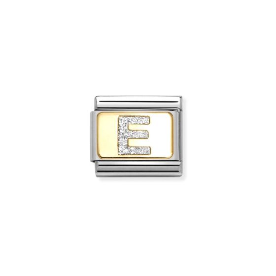 Nomination Classic Glitter Letter E Charm Gold with Enamel