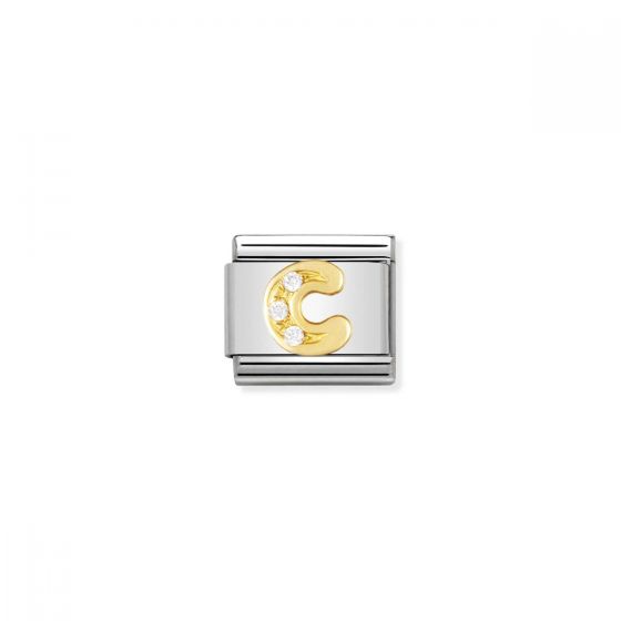 Nomination Gold and Zirconia Classic Letter Charm - C