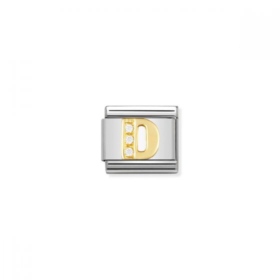 Nomination Gold and Zirconia Classic Letter Charm - D