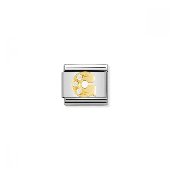 Nomination Gold and Zirconia Classic Letter Charm - G