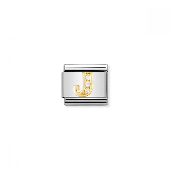 Nomination Gold and Zirconia Classic Letter Charm - J