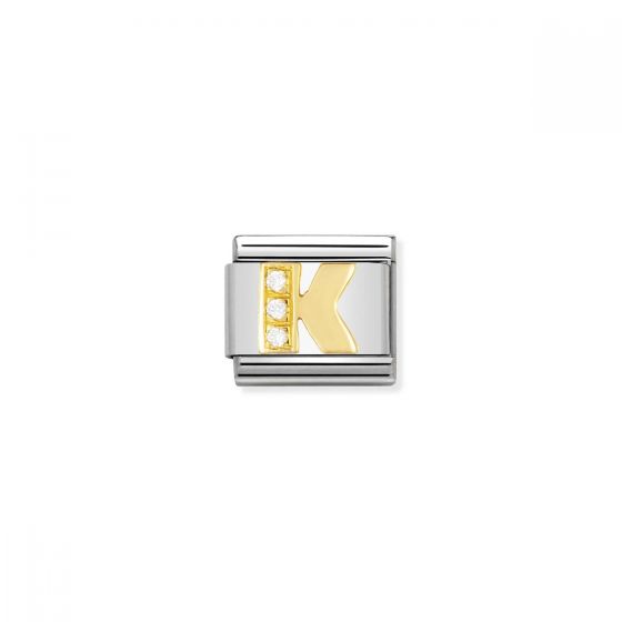 Nomination Gold and Zirconia Classic Letter Charm - K
